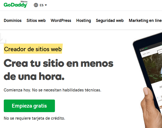 Pagina web gratis godaddy