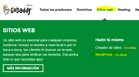 sitio web wordpress hosting optimizado en godaddy