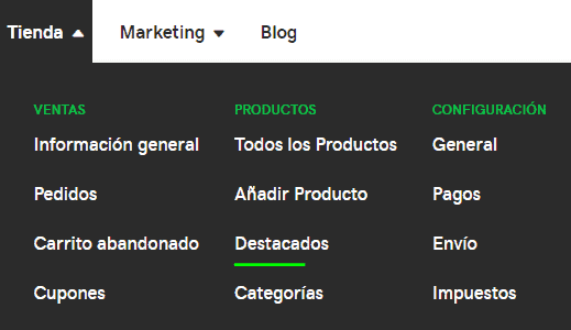 Paso 10 Productos destacados - como crear una tienda virtual