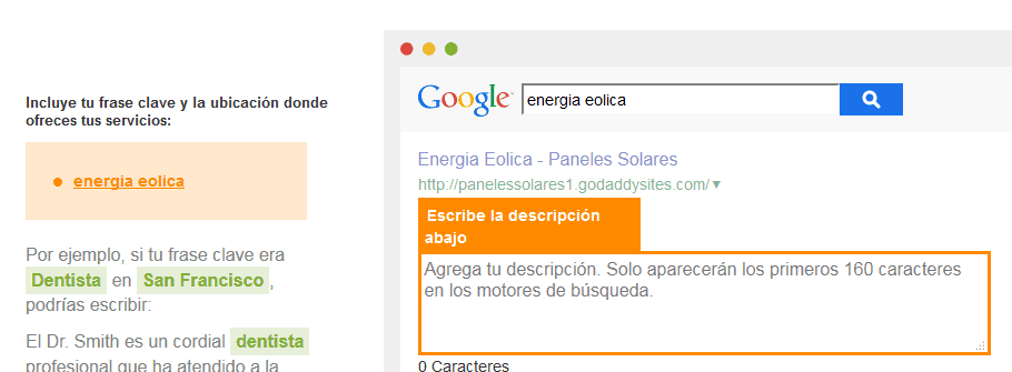 seo GoDaddy posicionamiento web Google