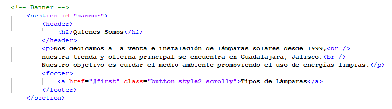 Paso 6 codigo html para quienes somos - como crear una pagina web en html