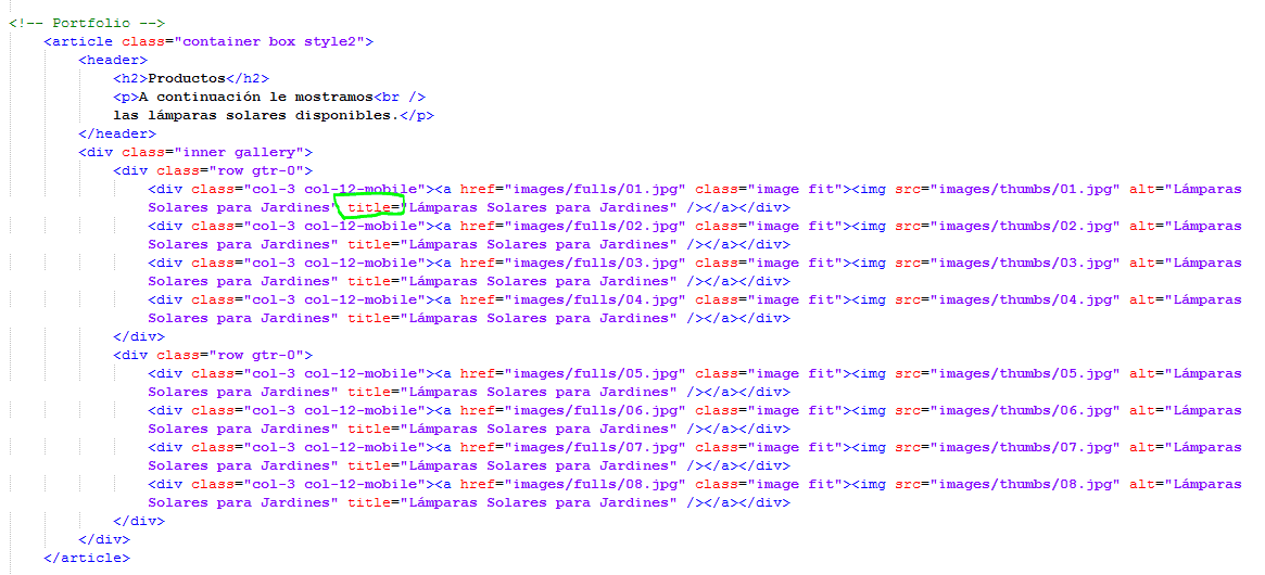 Paso 7 Descripcion de imagenes en la galeria en title - como crear una pagina web en html