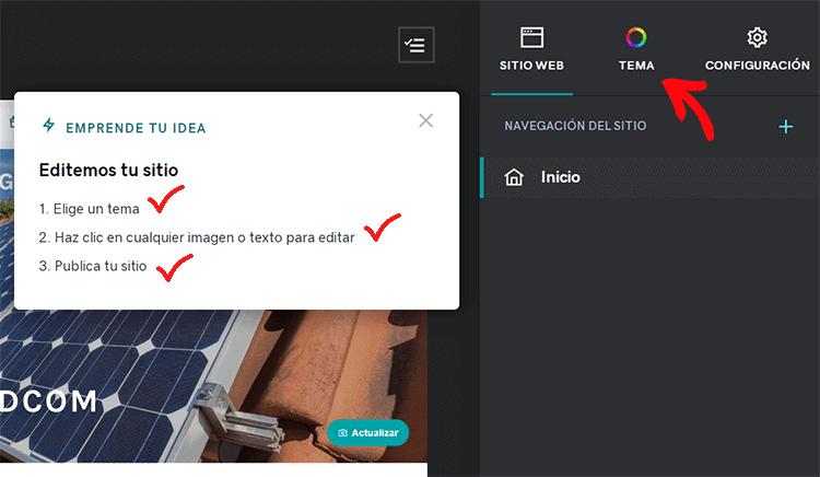 comienza a editar tu pagina web