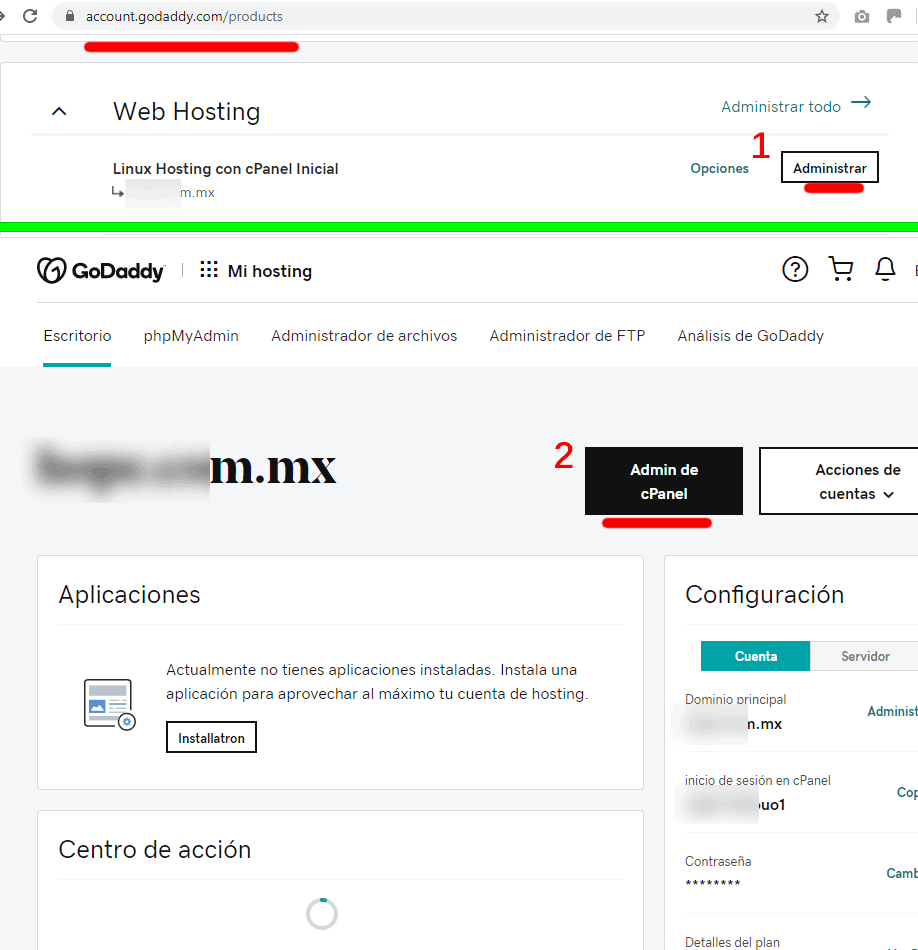 como-entrar-a-tu-cpanel-de-hosting-godaddy-linux