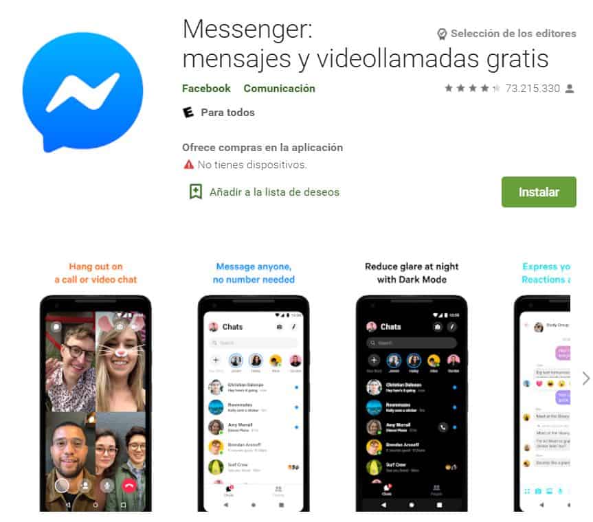 Aplicación Móvil Facebook Meseenger