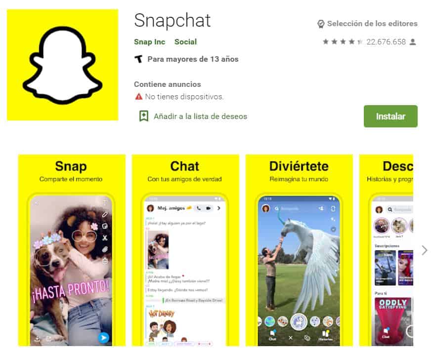 Aplicación Móvil Snapchat App