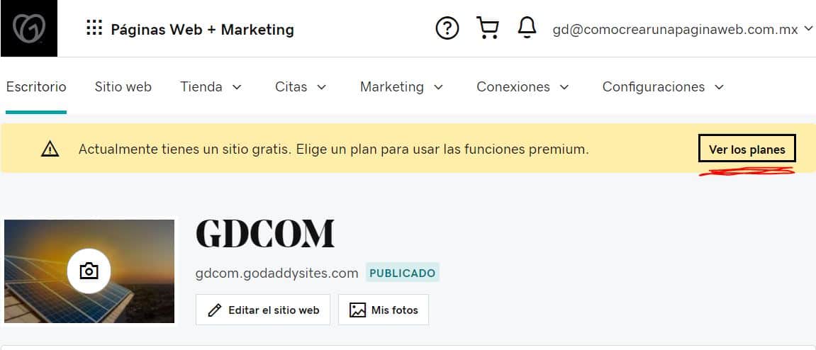 Cómo comprar un plan del creador de páginas web de GoDaddy