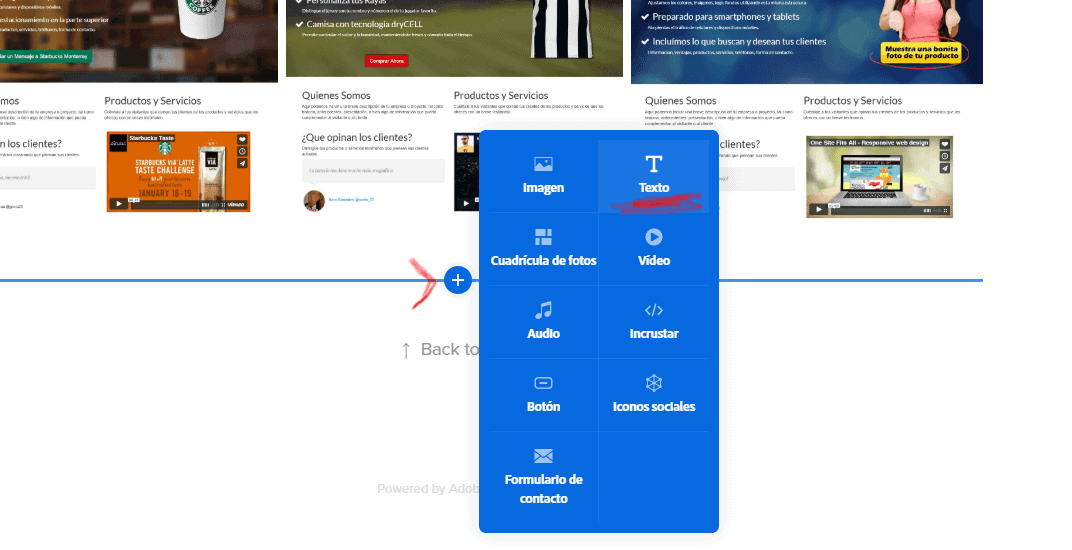 Agregar texto a tu página web con Adobe Portfolio