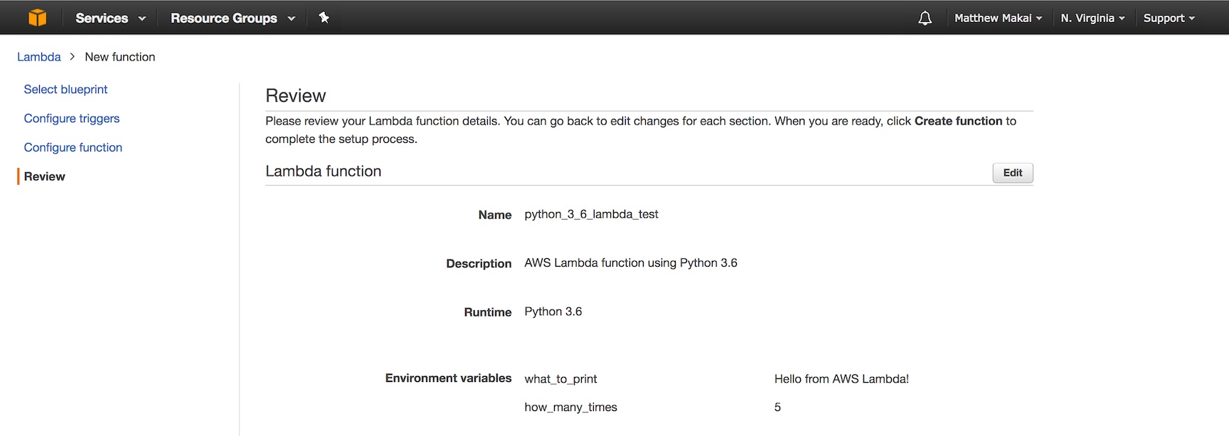 Revise la configuración de Lambda.