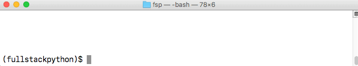 La ventana de mi terminal macOS que muestra el shell bash con un virtualenv activo.