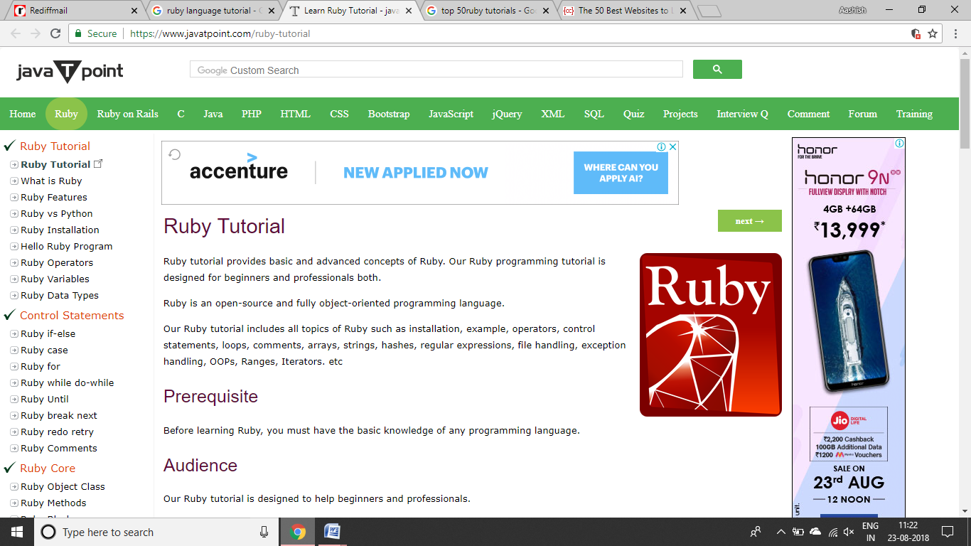 Tutorial de JavaTPoint Ruby