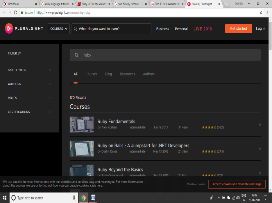 Tutorial de Pluralsight Ruby