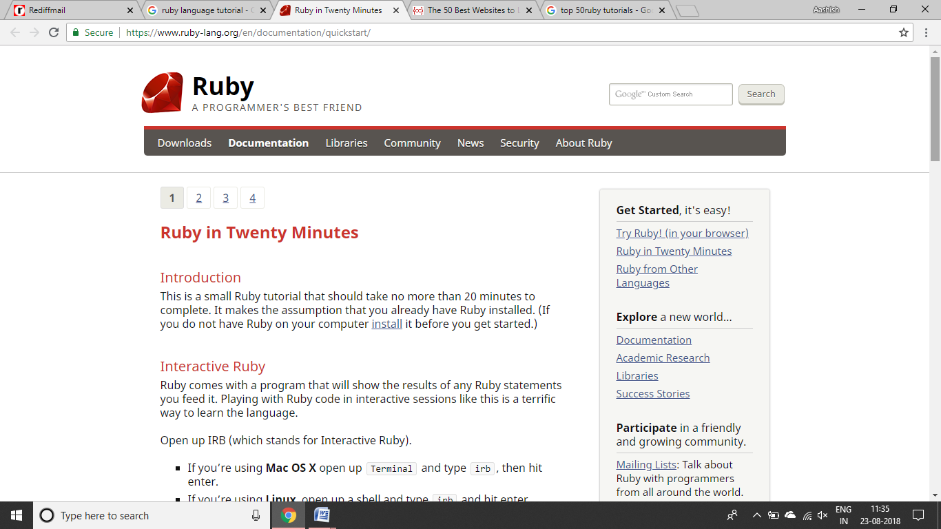 Ruby en 20 minutos tutorial de Ruby