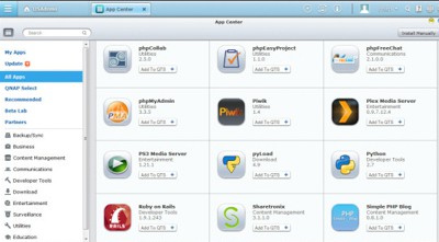 El Centro de aplicaciones de QNAP desde donde tiene acceso a las aplicaciones que ofrece la marca