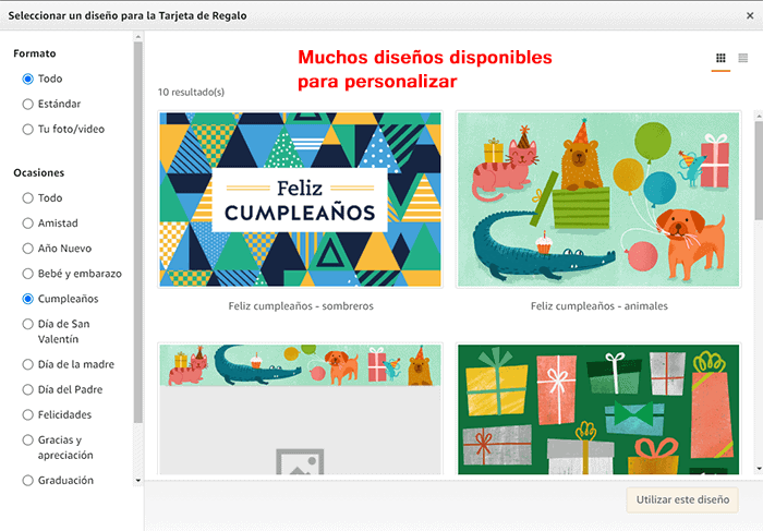 disenos personalizados para tarjeta de regalo electronica de Amazon Mexico 2