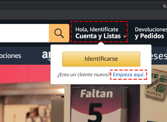 paso 1 crear cuenta en Amazon México