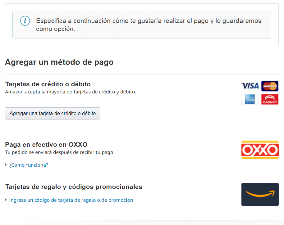 paso 6 formas de pago disponibles en Amazon México