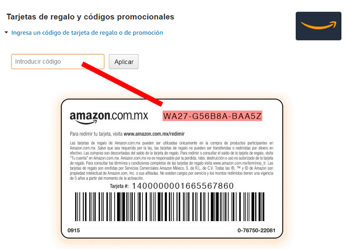 paso 6.2 como comprar en Amazon México y pagar con tarjeta de regalo