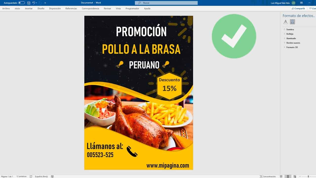 Como hacer un Volante publicitario en Word (Exportar imagen JPG PNG)