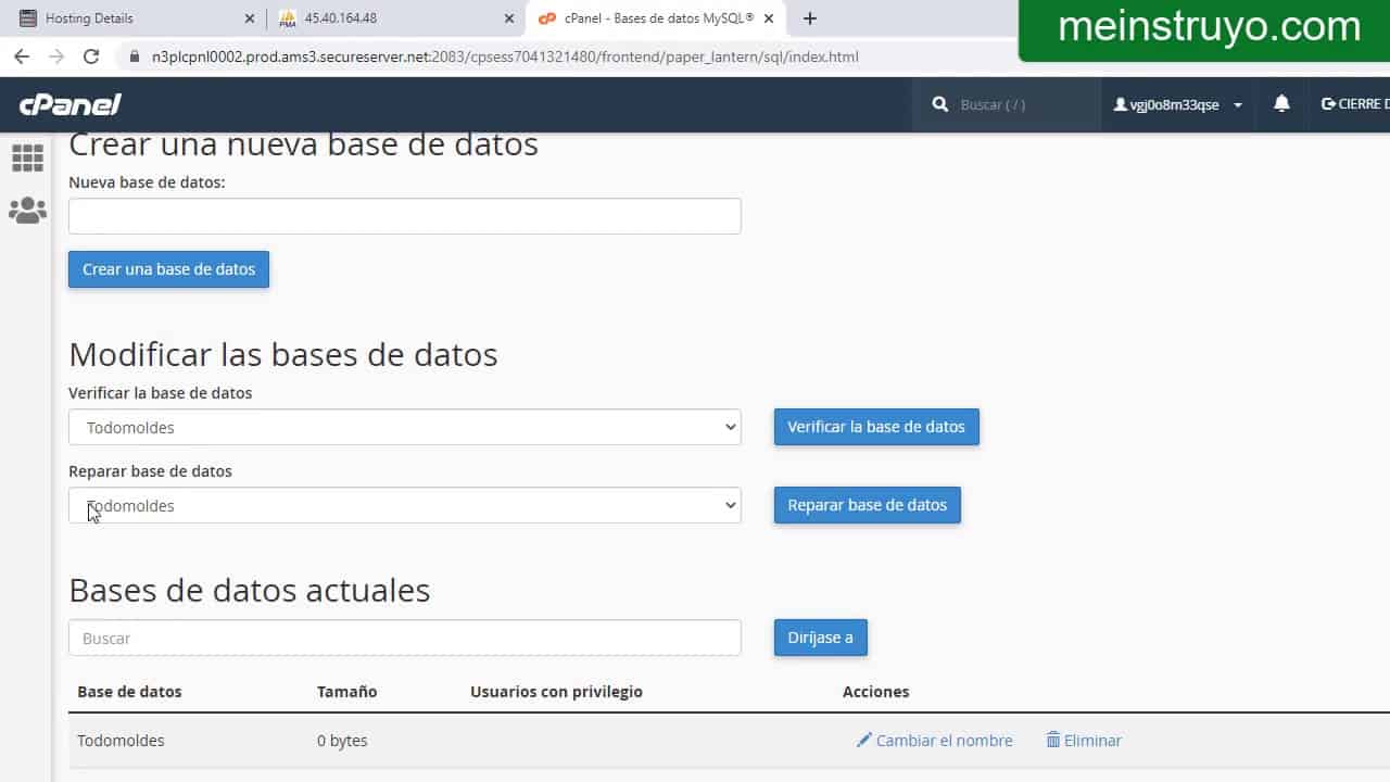 Crear e importar una base de datos en Cpanel