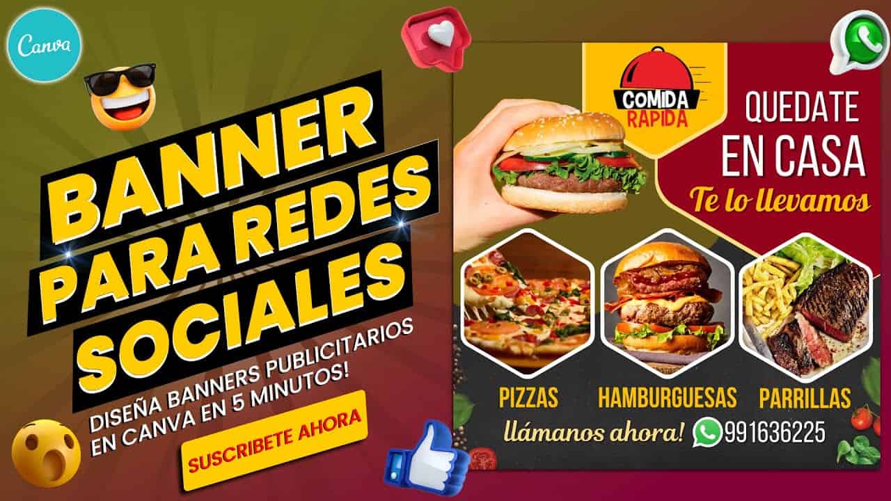 TUTORIAL DISEÑA UN BANNER DE COMIDA RAPIDA DELIVERY EN CANVA