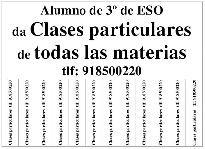 Anuncio para Clases Particulares 11259