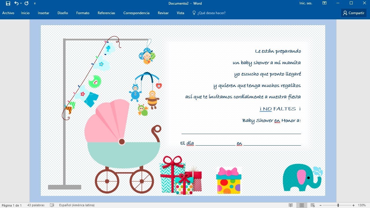 Invitacion Digital para Baby Shower 13110