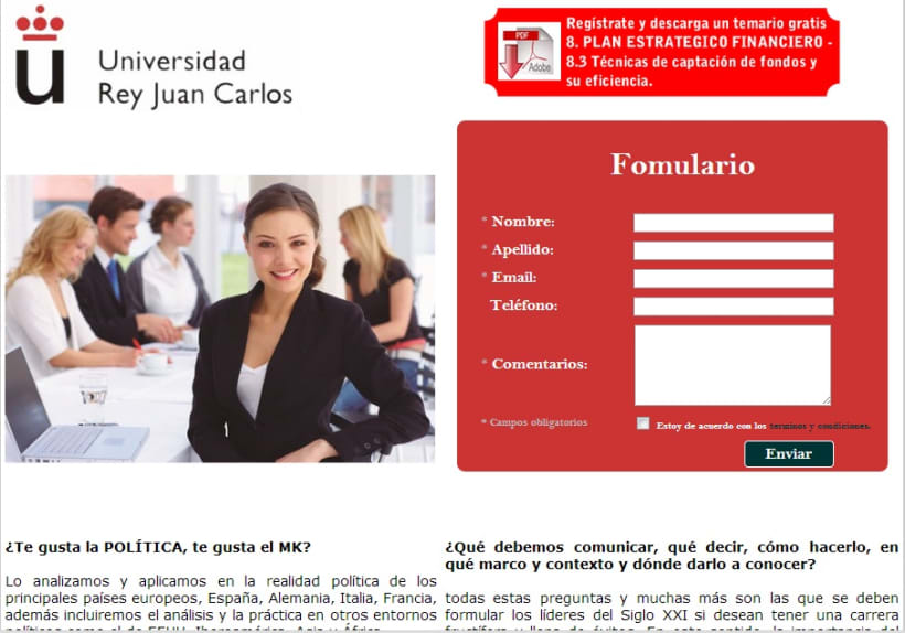 Landing Page sobre Formulario 14910