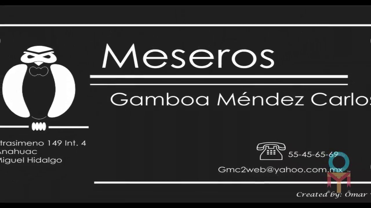 Tarjeta de Presentacion para Mesero 15049