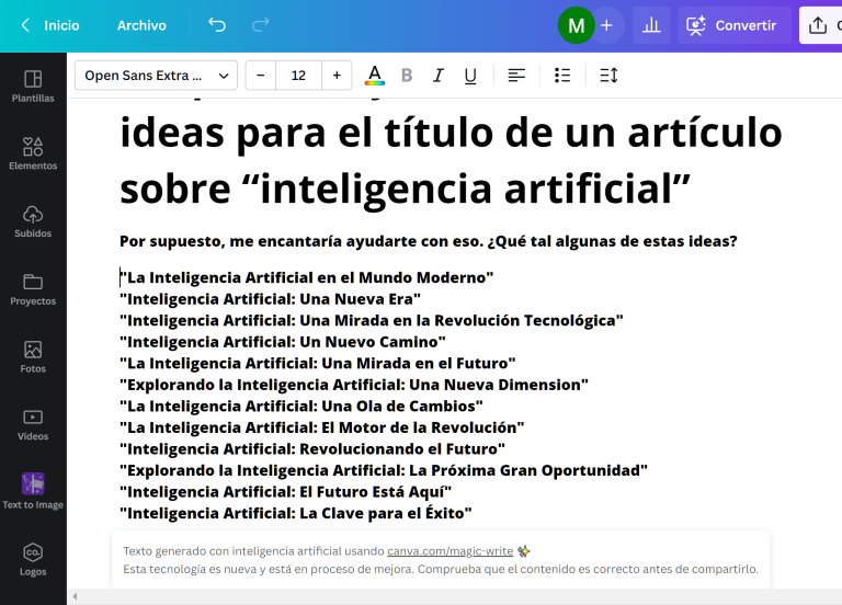 Canva Texto Magico