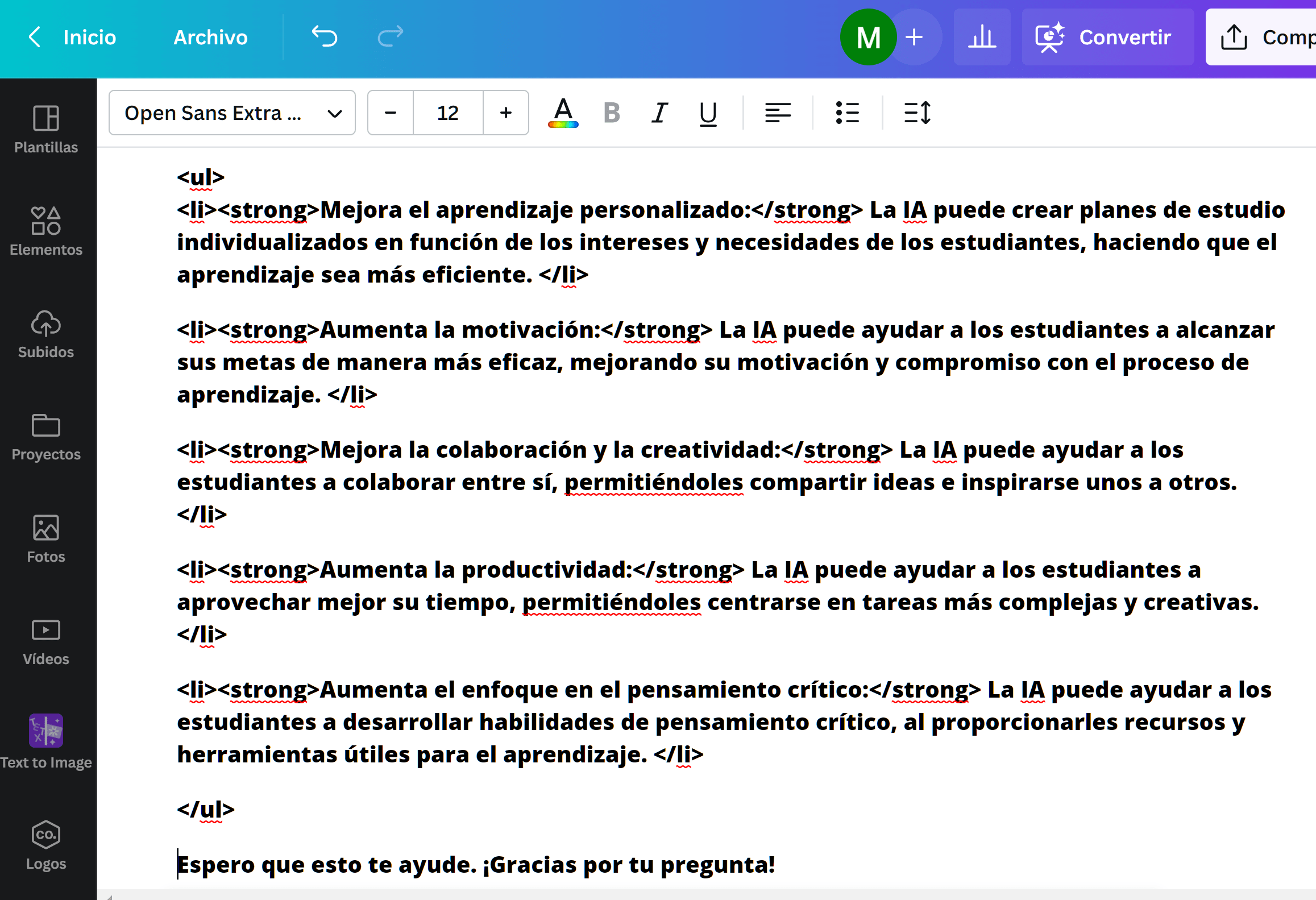 Genera textos en codigo HTML con inteligencia artificial min